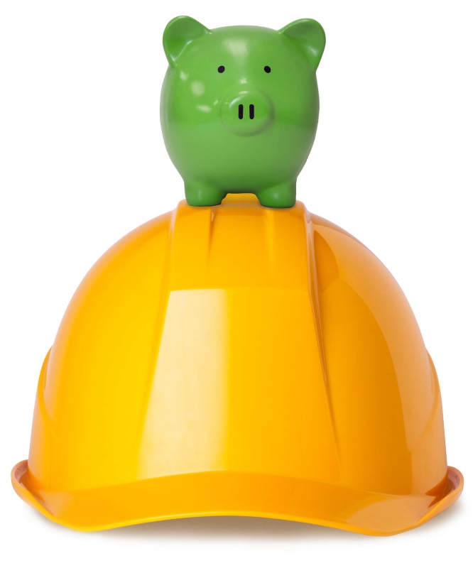 Picture of a pig on a hard hat